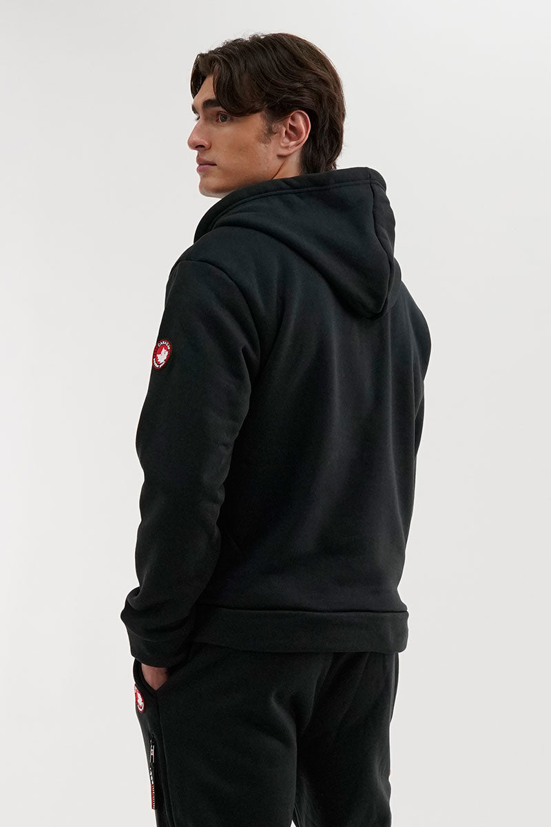 Canada Weather Gear Fleece Half Zip Hoodie - Black - Mens Hoodies & Sweatshirts - International Clothiers