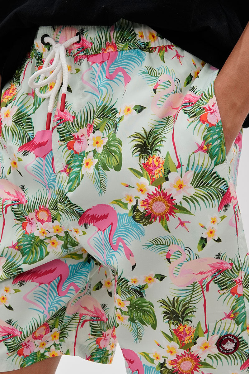 Canada Weather Gear Flamingo Print Swim Shorts - Mint - Mens Shorts & Capris - International Clothiers