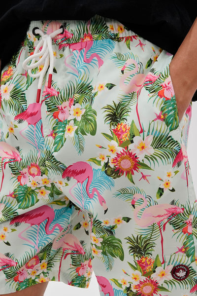 Canada Weather Gear Flamingo Print Swim Shorts - Mint - Mens Shorts & Capris - International Clothiers