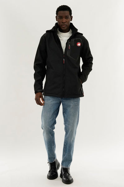 Canada Weather Gear Soft Shell Hooded Lightweight Jacket - Black - Mens Lightweight Jackets - International Clothiers