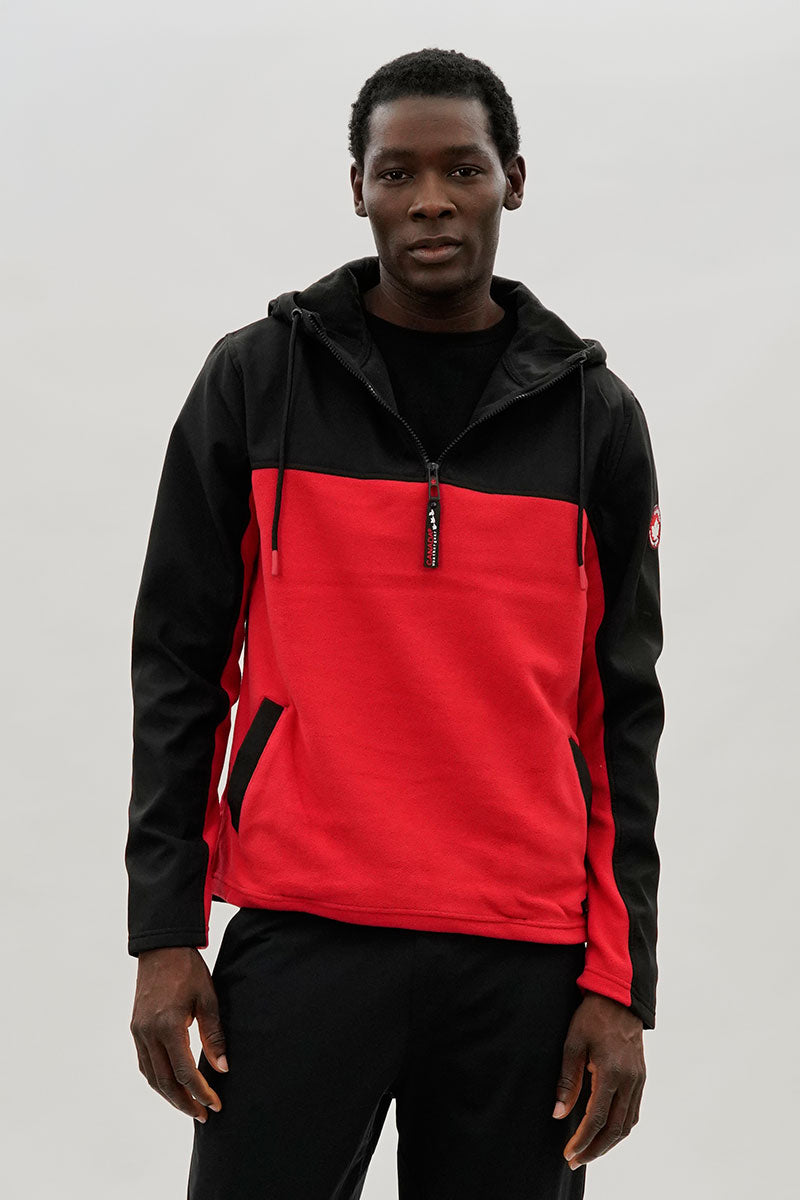 Canada Weather Gear Colour Block Half Zip Hoodie - Red - Mens Hoodies & Sweatshirts - International Clothiers