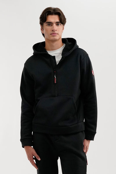 Canada Weather Gear Fleece Half Zip Hoodie - Black - Mens Hoodies & Sweatshirts - International Clothiers