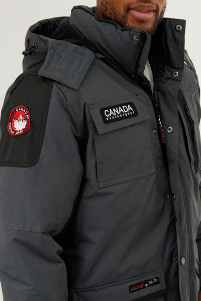 Canada Weather Gear Faux Fur Lined Arctic Parka Jacket - Grey - Mens Parka Jackets - International Clothiers