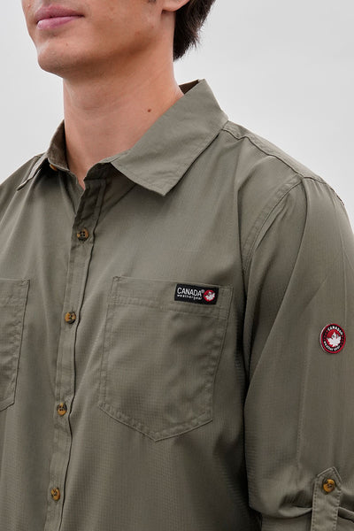 Canada Weather Gear Utility Ripstop Casual Shirt - Olive - Mens Casual Shirts - International Clothiers