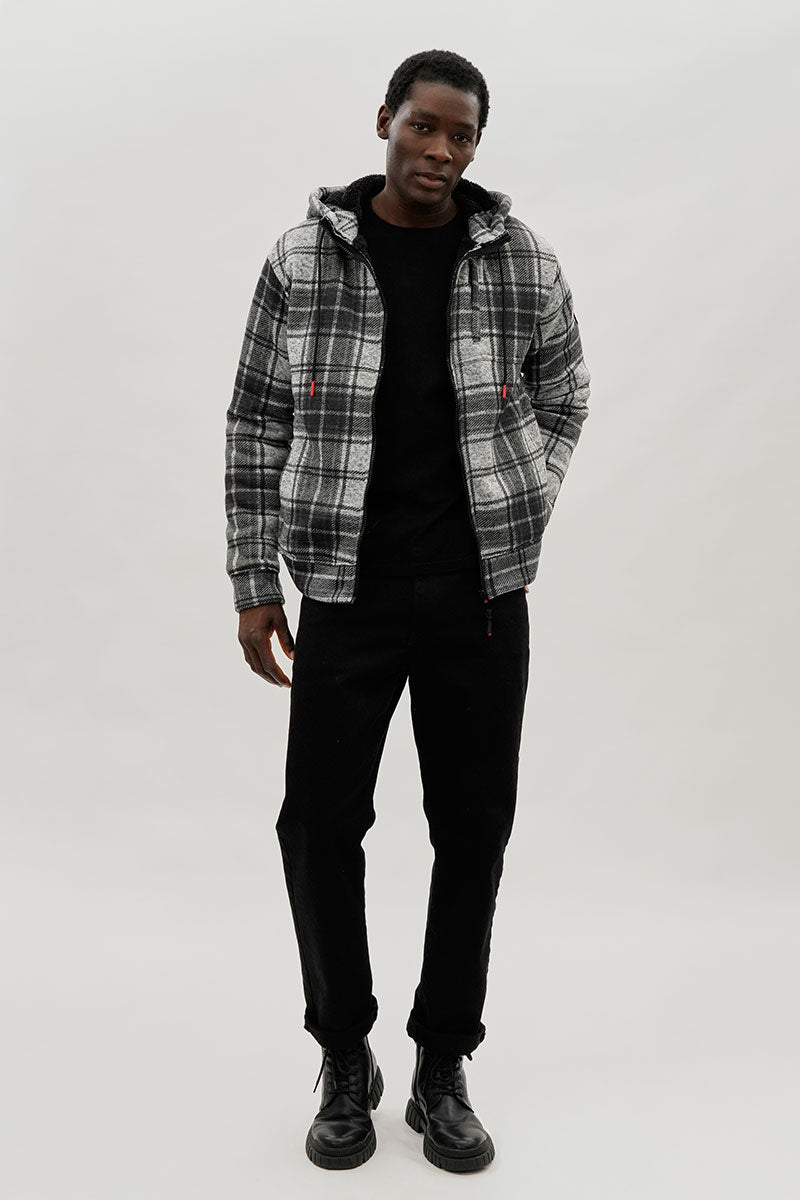 Canada Weather Gear Hooded Sherpa Lined Lightweight Jacket - Grey - Mens Lightweight Jackets - International Clothiers