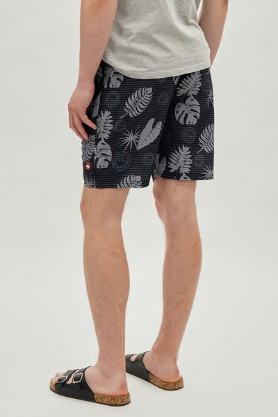 Canada Weather Gear Leaf Print Swim Shorts - Black - Mens Shorts & Capris - International Clothiers