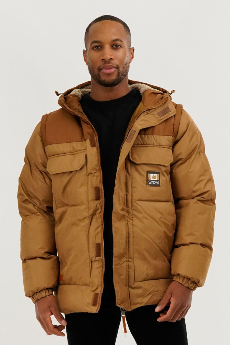 Canada Work Gear Removable Sleeve Parka Jacket - Camel - Mens Parka Jackets - International Clothiers