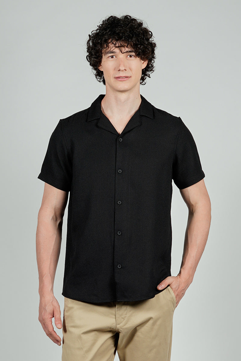 Kenneth Blake Solid Basic Button Up Casual Shirt - Black