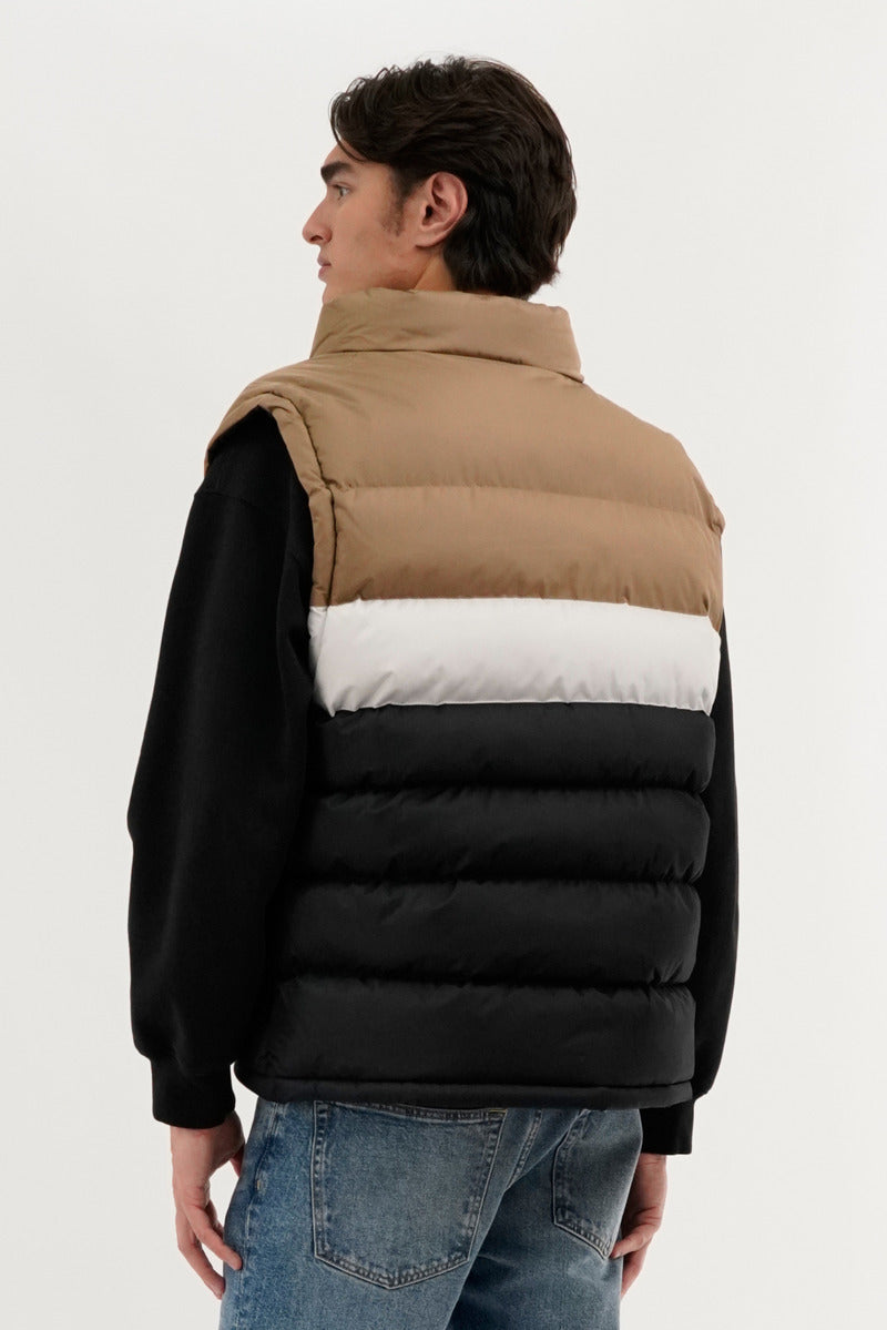 Canada Weather Gear Colour Block Puffer Vest - Beige - Mens Vests - International Clothiers