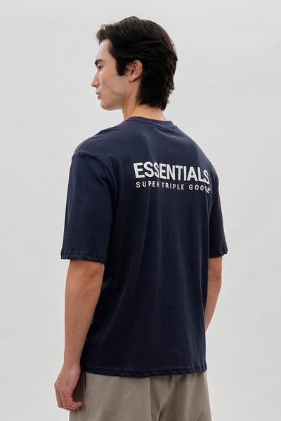 Essentials Super Triple Goose Logo Print Tee - Navy - Mens Tees & Tank Tops - International Clothiers