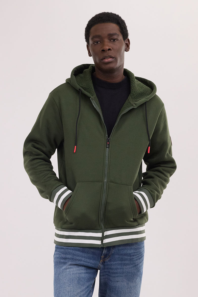 Canada Weather Gear Fleece Lined Zip Up Hoodie - Olive - Mens Hoodies & Sweatshirts - International Clothiers