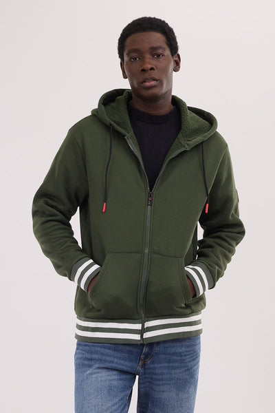 Canada Weather Gear Fleece Lined Zip Up Hoodie - Olive - Mens Hoodies & Sweatshirts - International Clothiers