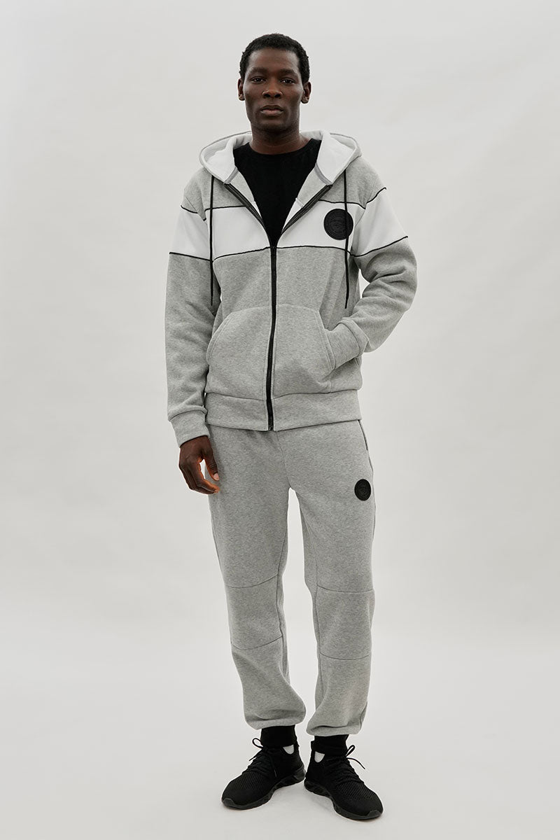 Super Triple Goose Colour Block Zip Up Hoodie - Grey - Mens Hoodies & Sweatshirts - International Clothiers