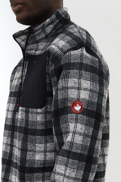 Canada Weather Gear 1/4 Zip Plaid Pullover Sweater - Grey - Mens Pullover Sweaters - International Clothiers
