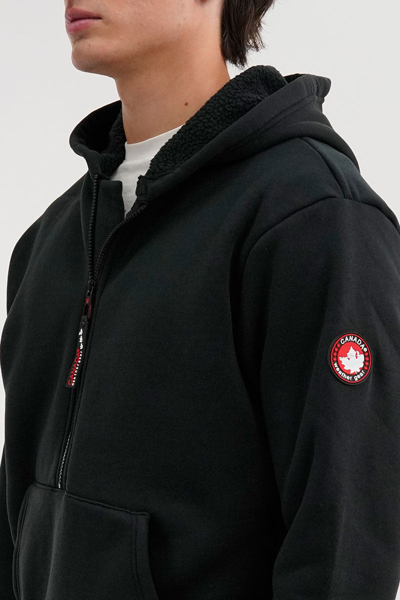 Canada Weather Gear Fleece Half Zip Hoodie - Black - Mens Hoodies & Sweatshirts - International Clothiers