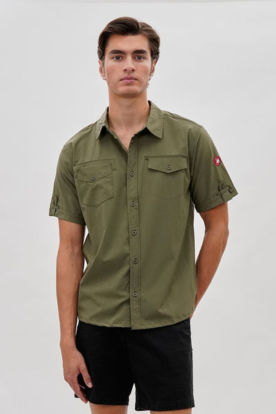 Canada Weather Gear Utility Short Sleeve Casual Shirt - Olive - Mens Casual Shirts - International Clothiers