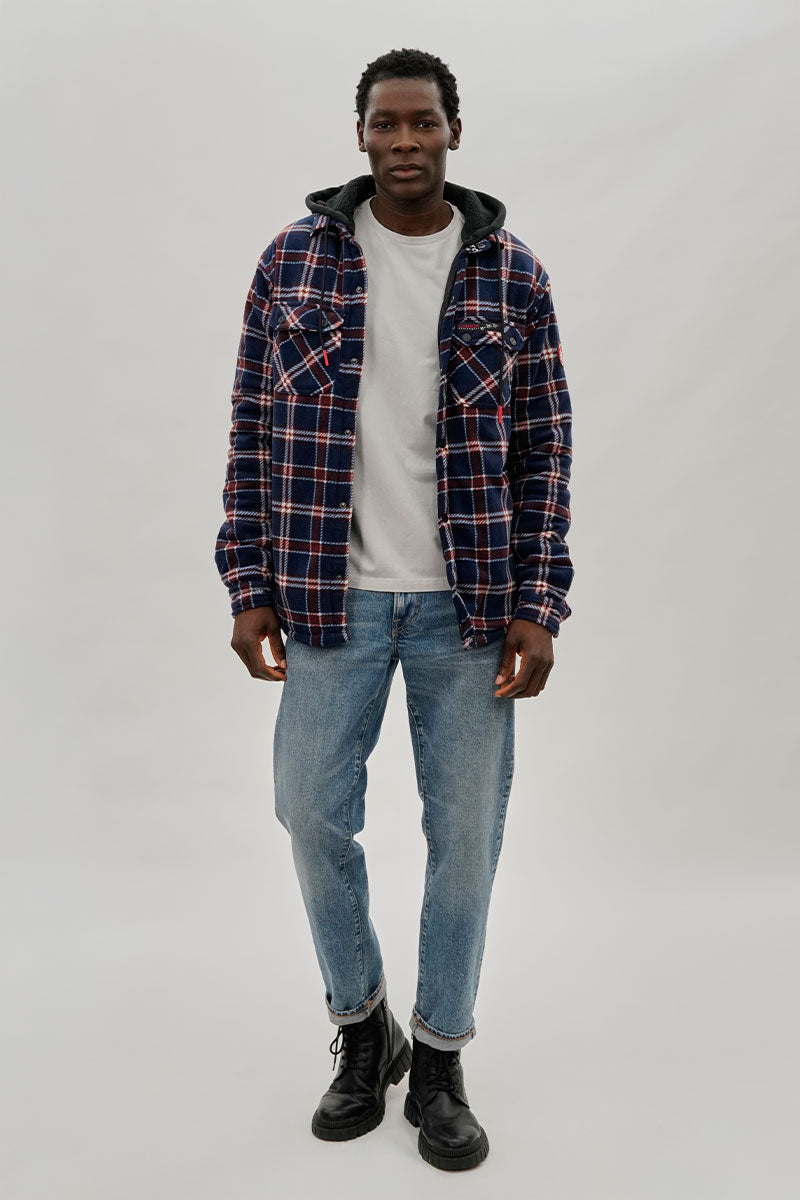 Canada Weather Gear Plaid Hooded Lightweight Jacket - Navy - Mens Lightweight Jackets - International Clothiers
