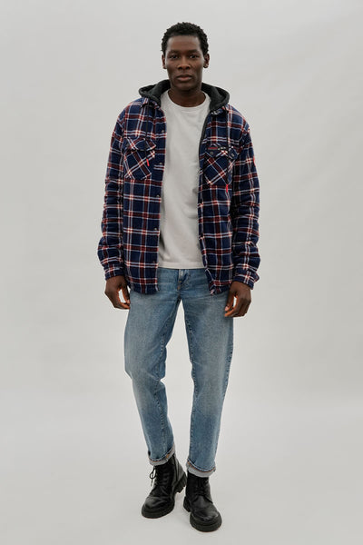 Canada Weather Gear Plaid Hooded Lightweight Jacket - Navy - Mens Lightweight Jackets - International Clothiers