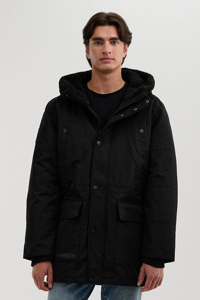 Canada Weather Gear Sherpa Lined Hood Parka Jacket - Black - Mens Parka Jackets - International Clothiers