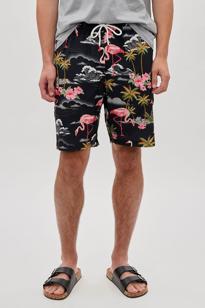 Canada Weather Gear Tropical Print Swim Shorts - Black - Mens Shorts & Capris - International Clothiers