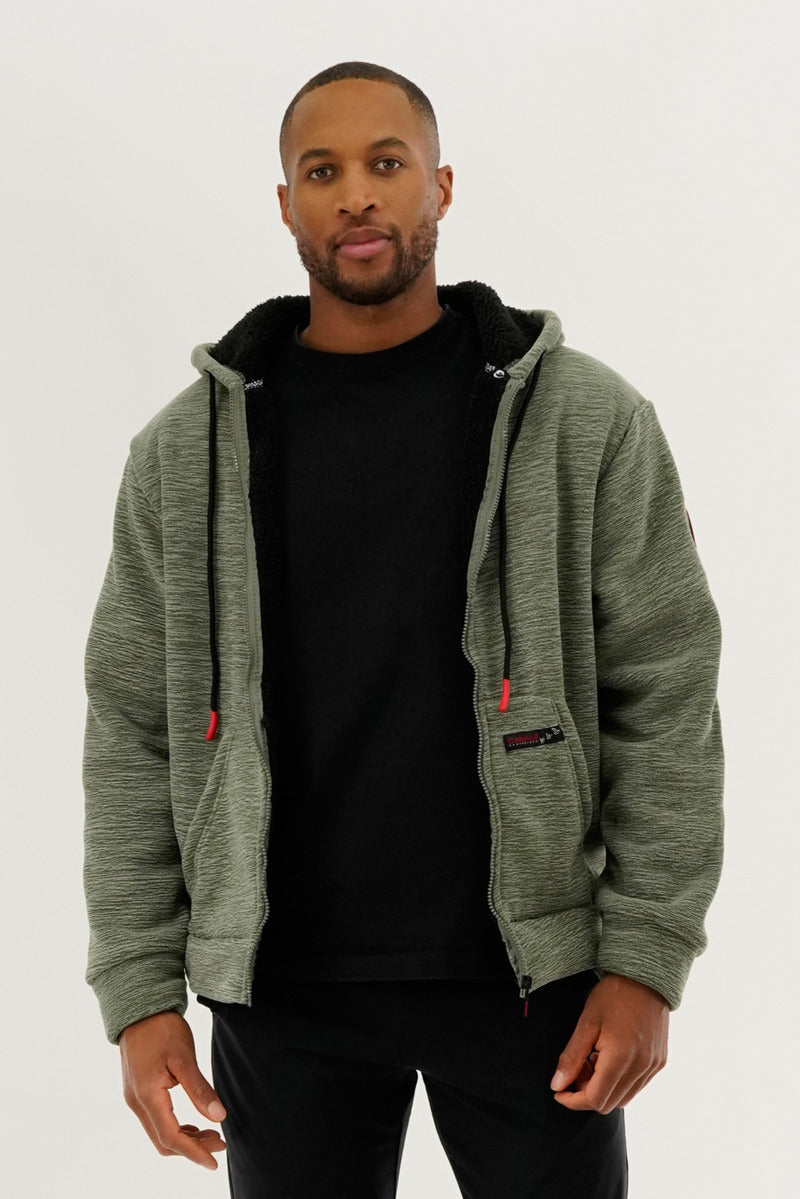Canada Weather Gear Sherpa Lined Lightweight Jacket - Olive - Mens Lightweight Jackets - International Clothiers