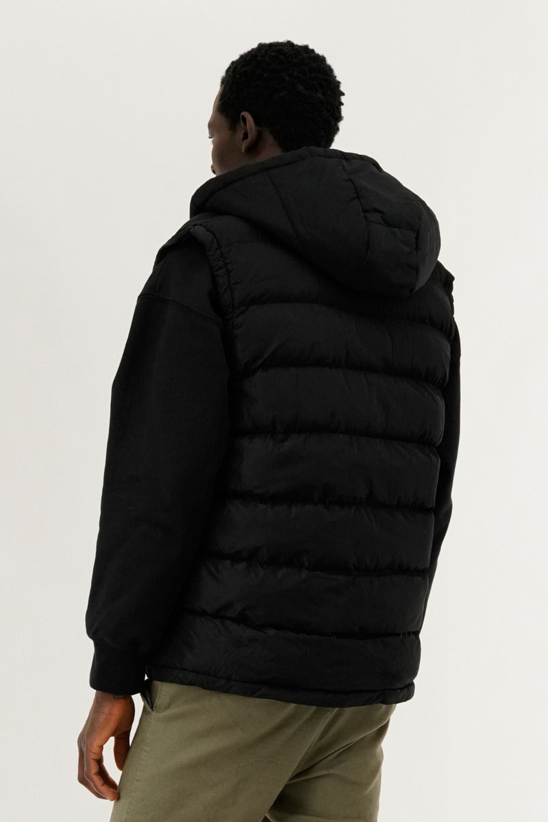Super Triple Goose Colour Block Hooded Vest - Black - Mens Vests - International Clothiers