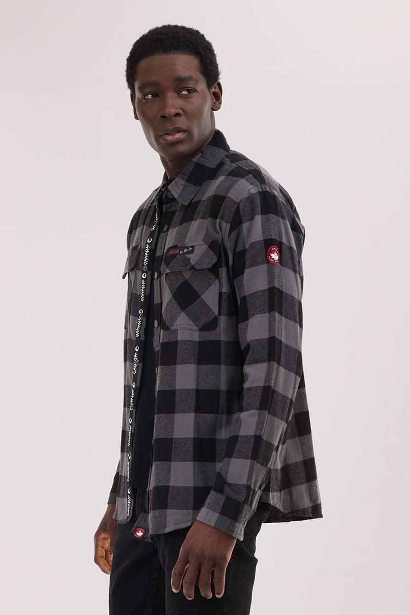 Canada Weather Gear Plaid Button Up Casual Shirt - Black - Mens Casual Shirts - International Clothiers