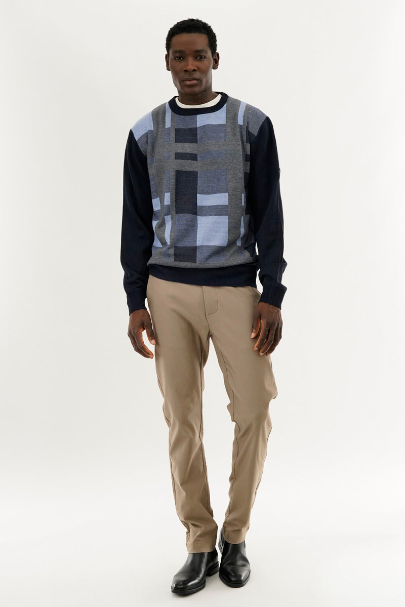 Canada Weather Gear Patterned Crewneck Pullover Sweater - Navy - Mens Pullover Sweaters - International Clothiers