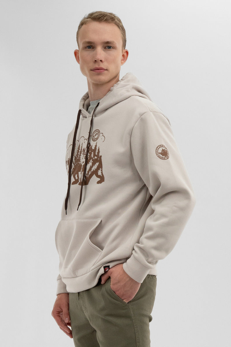 Canada Weather Gear Forest Print Hoodie - Cream - Mens Hoodies & Sweatshirts - International Clothiers