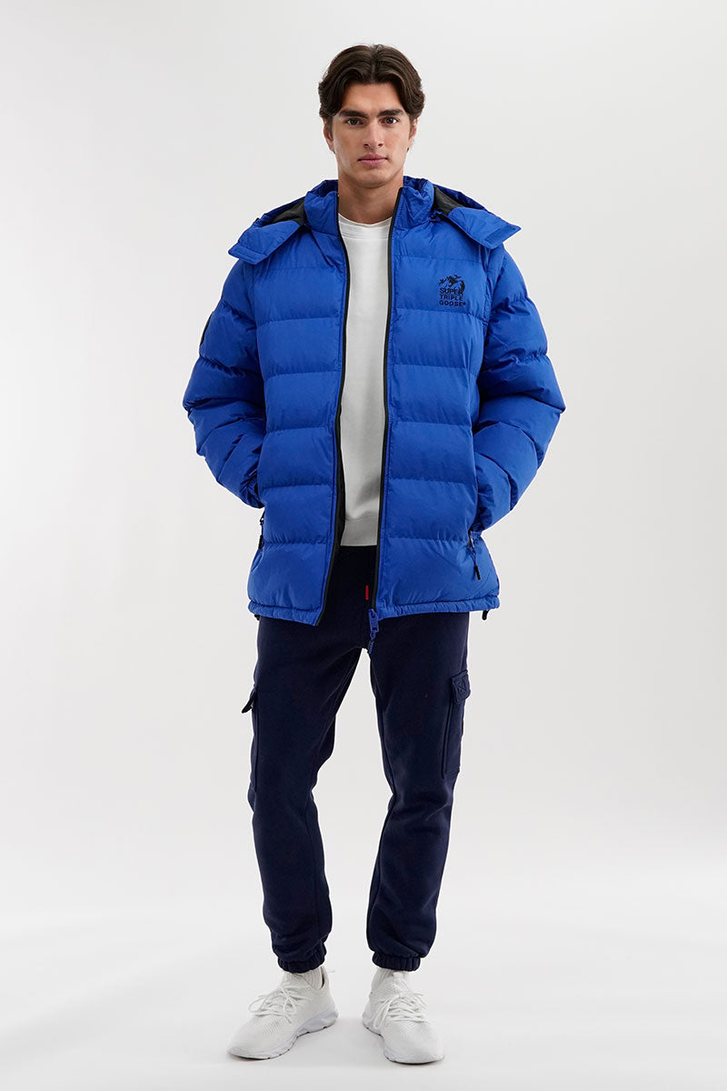 Super Triple Goose Zip Off Sleeve Bomber Jacket - Blue - Mens Bomber Jackets - International Clothiers