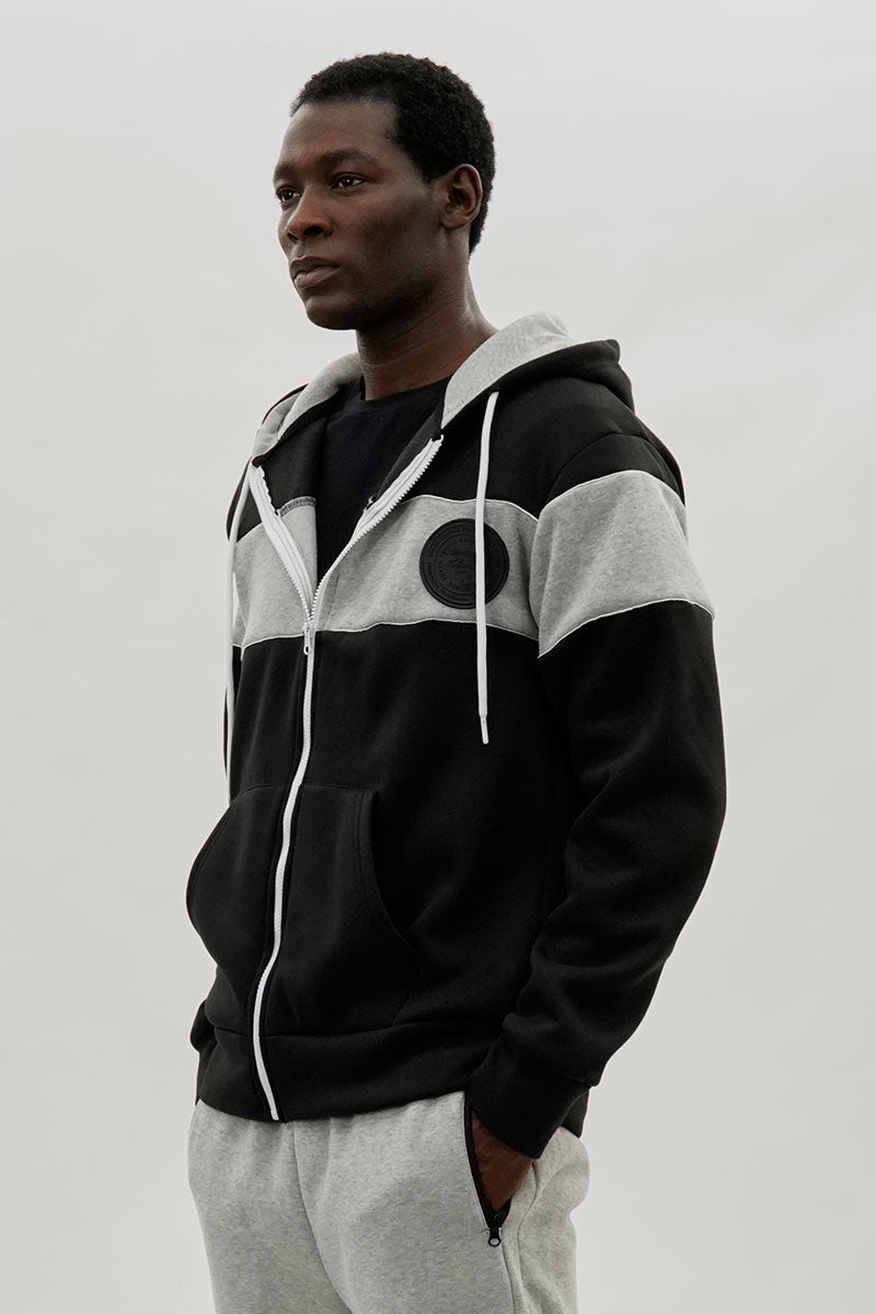 Super Triple Goose Colour Block Zip Up Hoodie - Black - Mens Hoodies & Sweatshirts - International Clothiers