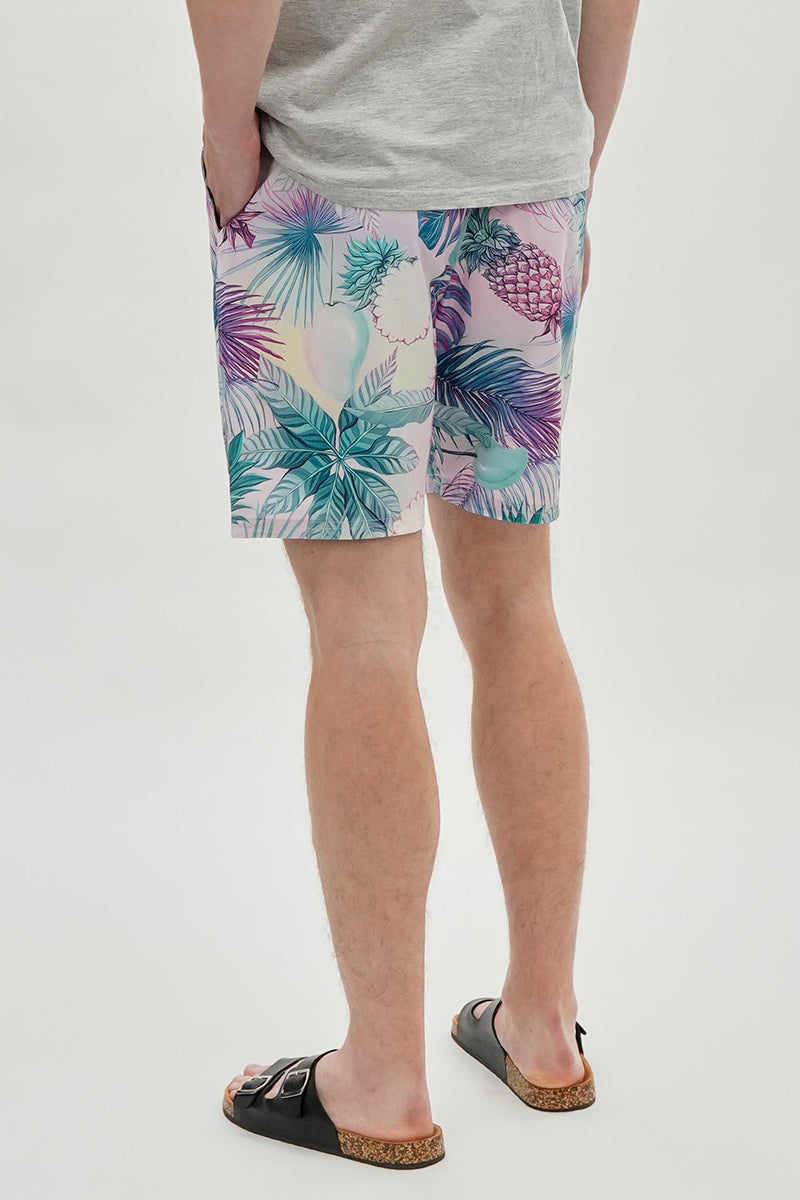 Canada Weather Gear Leaf Print Swim Shorts - Purple - Mens Shorts & Capris - International Clothiers