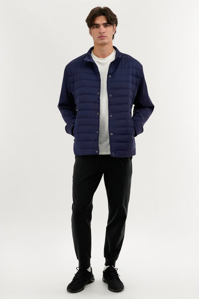 Canada Weather Gear Quilted Snap Button Lightweight Jacket - Navy - Mens Lightweight Jackets - International Clothiers