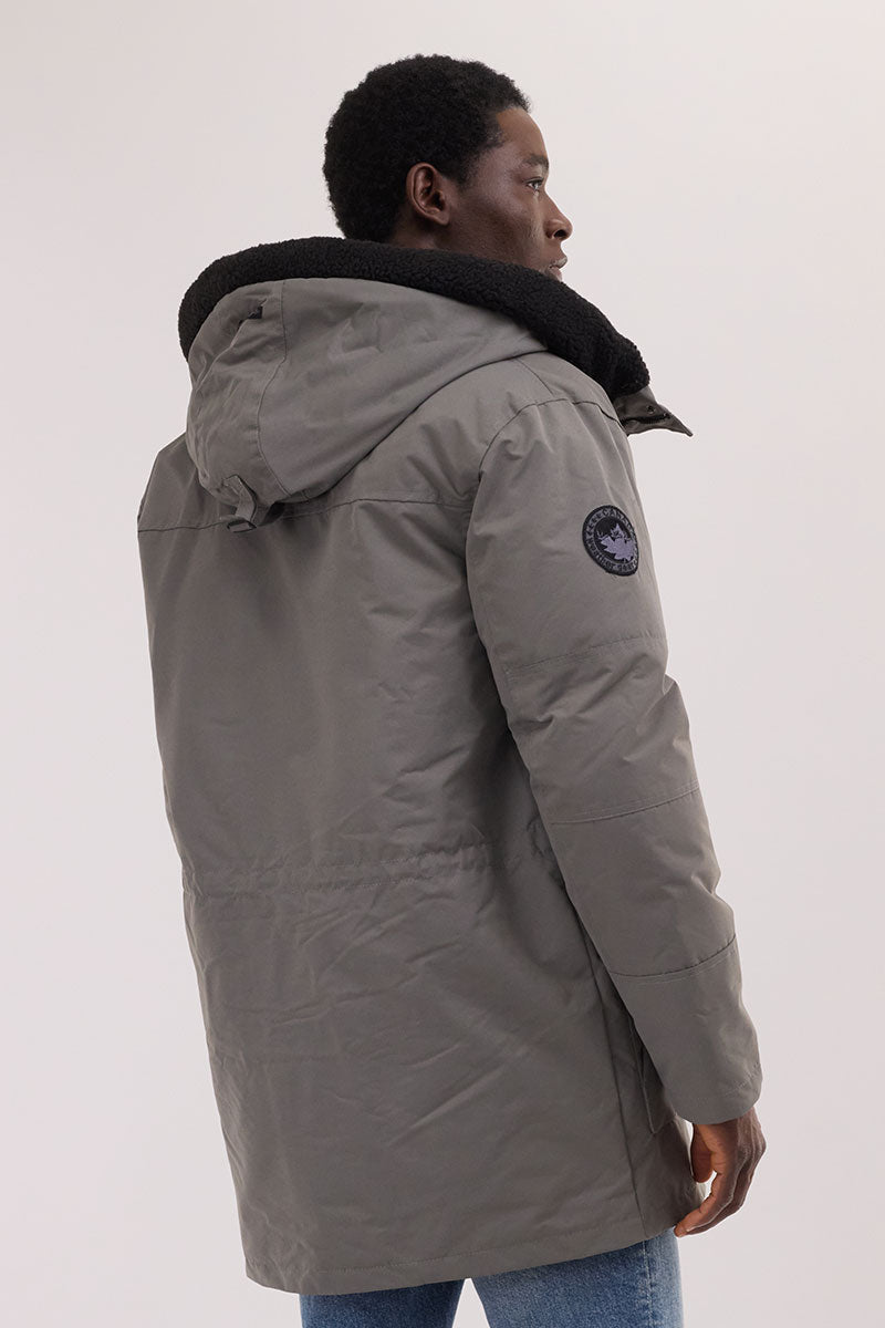 Canada Weather Gear Sherpa Lined Hood Parka Jacket - Grey - Mens Parka Jackets - International Clothiers