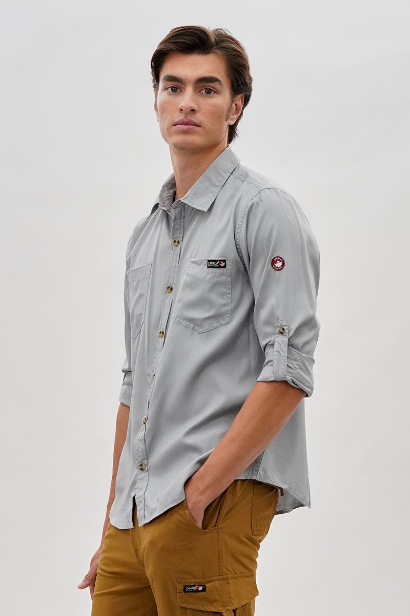 Canada Weather Gear Utility Ripstop Casual Shirt - Grey - Mens Casual Shirts - International Clothiers
