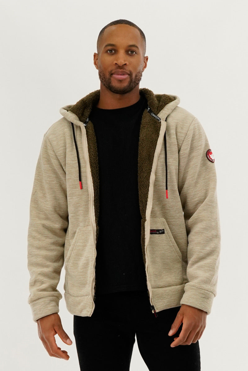 Canada Weather Gear Sherpa Lined Lightweight Jacket - Beige - Mens Lightweight Jackets - International Clothiers