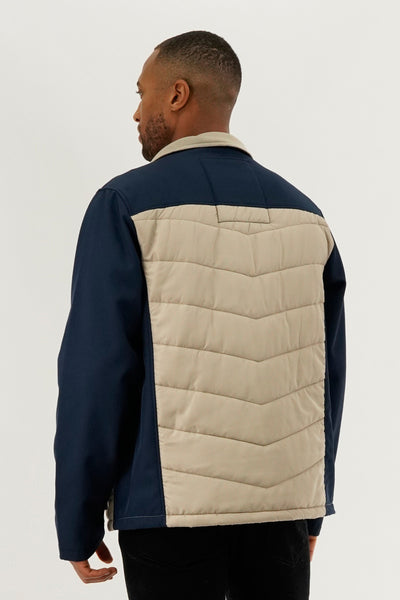 Super Triple Goose Quilted Colour Block Lightweight Jacket - Cream - Mens Lightweight Jackets - International Clothiers