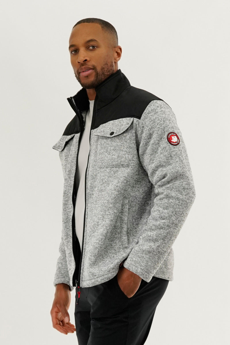 Canada Weather Gear Sherpa Lined Fleece Lightweight Jacket - Grey - Mens Lightweight Jackets - International Clothiers