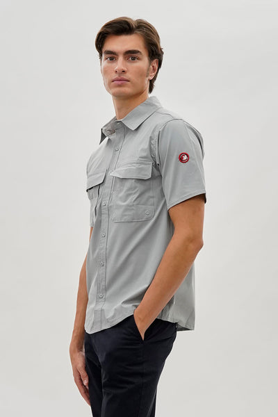 Canada Weather Gear Short Sleeve Button Up Casual Shirt - Grey - Mens Casual Shirts - International Clothiers