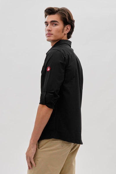 Canada Weather Gear Adventure Bound Utility Roll Up Sleeve Casual Shirt - Black - Mens Casual Shirts - International Clothiers