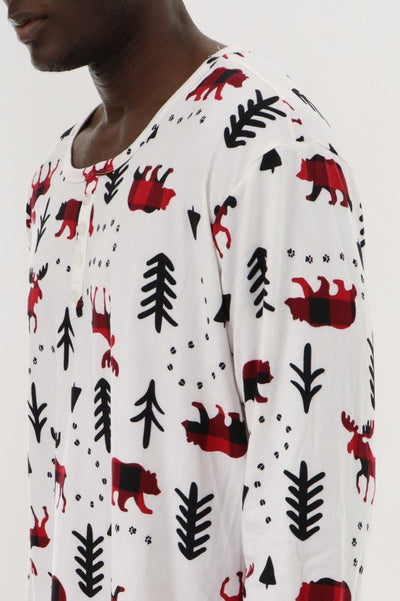 Canada Weather Gear Long Sleeve Holiday Pajama Top - White - Mens Pajamas - International Clothiers