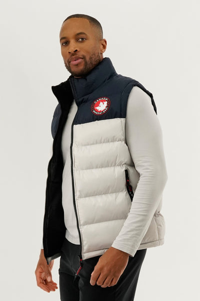 Canada Weather Gear Colour Block Puffer Vest - Stone - Mens Vests - International Clothiers