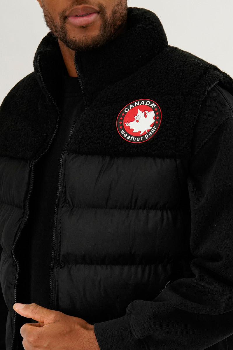 Canada Weather Gear Sherpa Panel Bubble Vest - Black - Mens Vests - International Clothiers