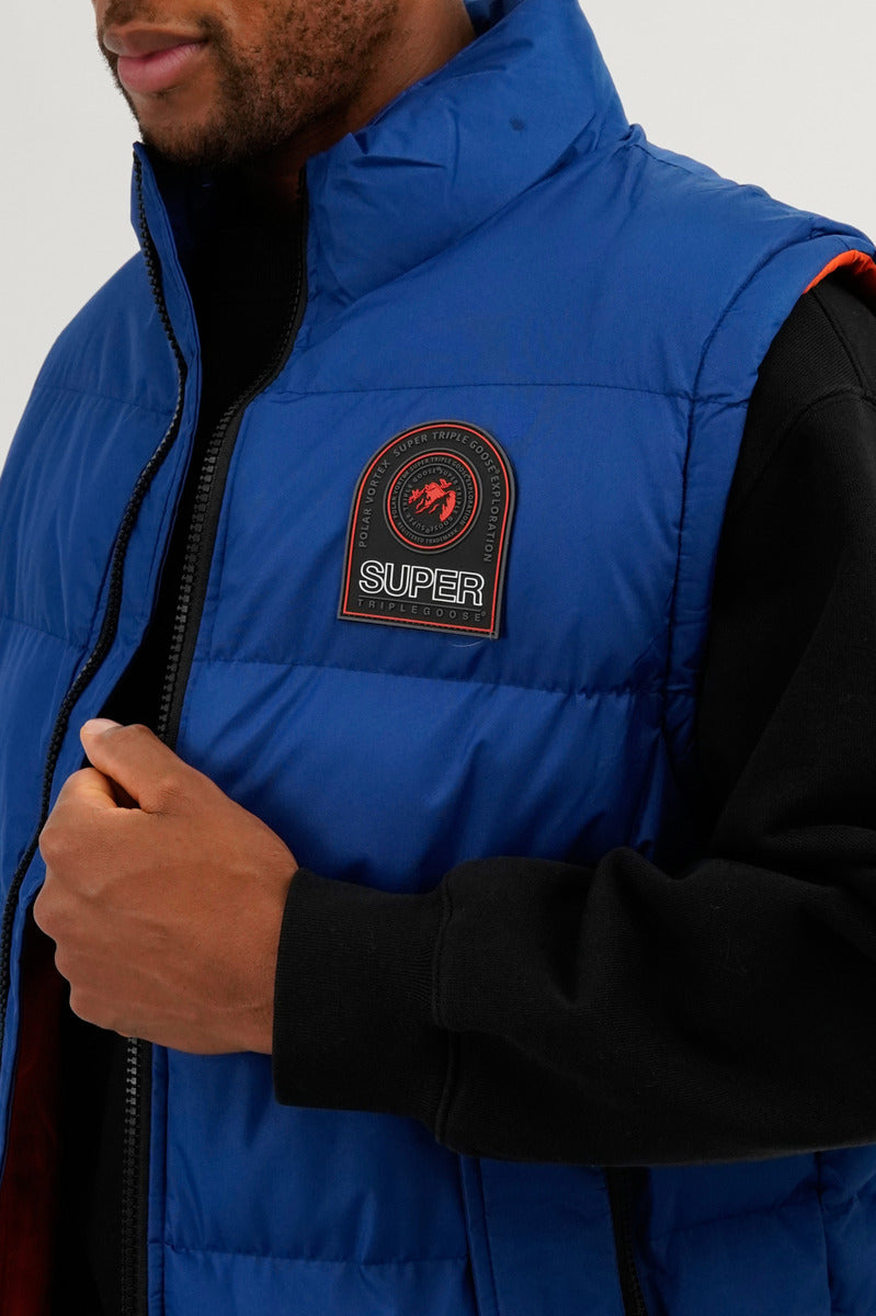 Super Triple Goose Double Pocket Bubble Vest - Blue - Mens Vests - International Clothiers