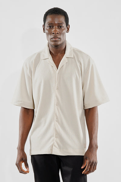Saints Studio Solid Textured Button Up Casual Shirt - Beige - Mens Casual Shirts - International Clothiers