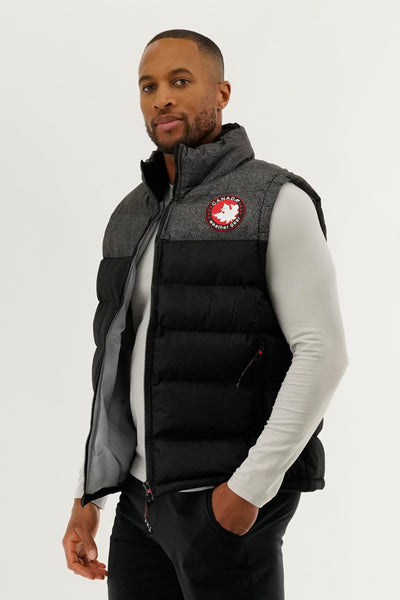 Canada Weather Gear Colour Block Puffer Vest - Black - Mens Vests - International Clothiers