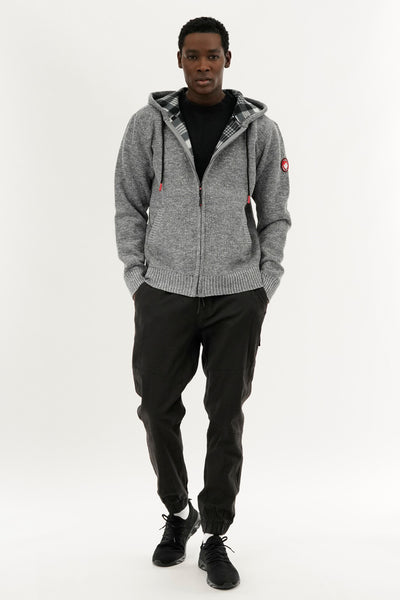Canada Weather Gear Plaid Lined Zip Up Knit Hoodie - Grey - Mens Hoodies & Sweatshirts - International Clothiers