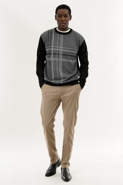 Canada Weather Gear Patterned Crewneck Pullover Sweater - Grey - Mens Pullover Sweaters - International Clothiers