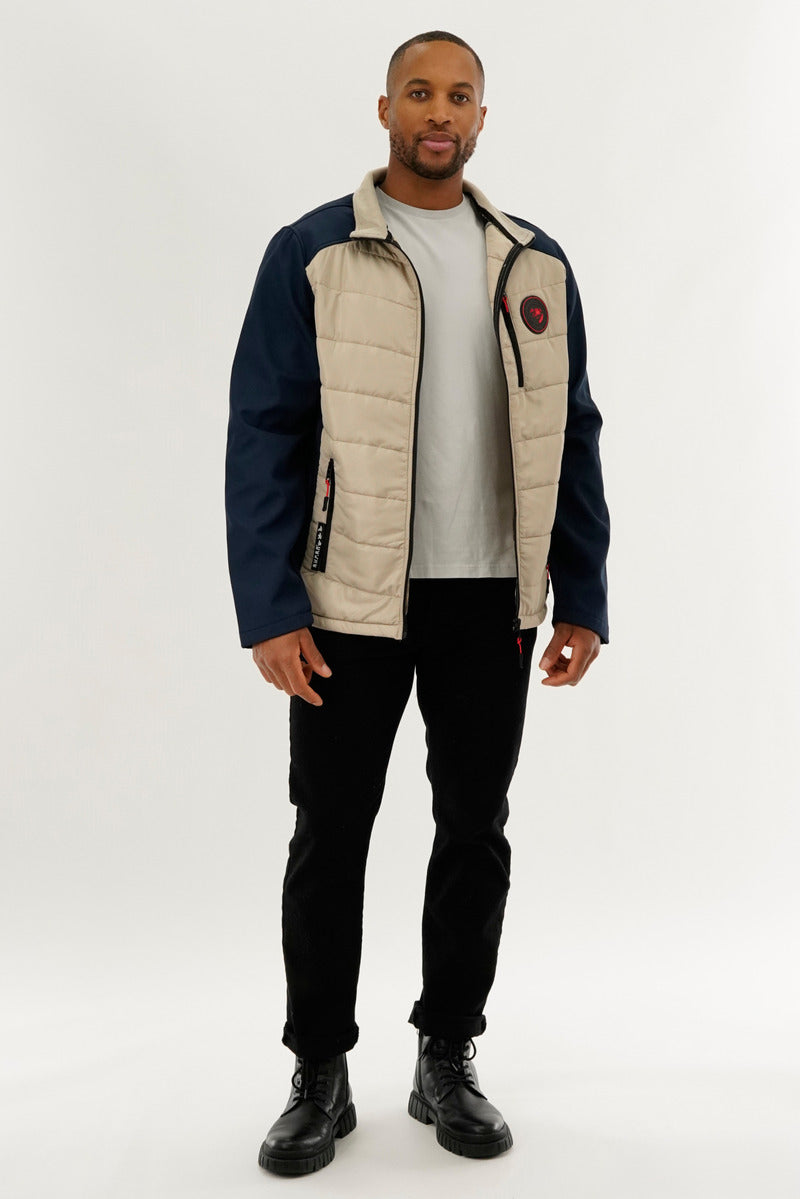 Super Triple Goose Quilted Colour Block Lightweight Jacket - Cream - Mens Lightweight Jackets - International Clothiers