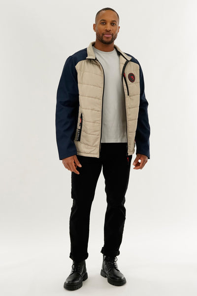 Super Triple Goose Quilted Colour Block Lightweight Jacket - Cream - Mens Lightweight Jackets - International Clothiers
